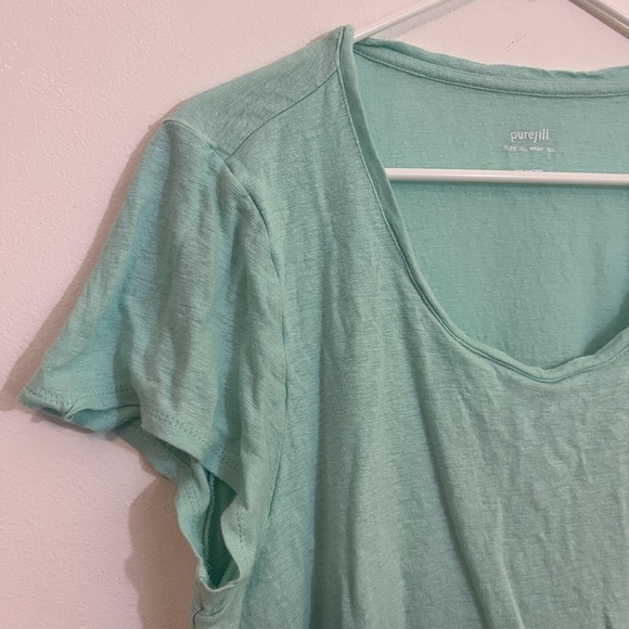 J. Jill XL Wrap Tee Pure Jill Light Green Linen Rayon Sea Soft Spring Layer - Picture 4 of 7